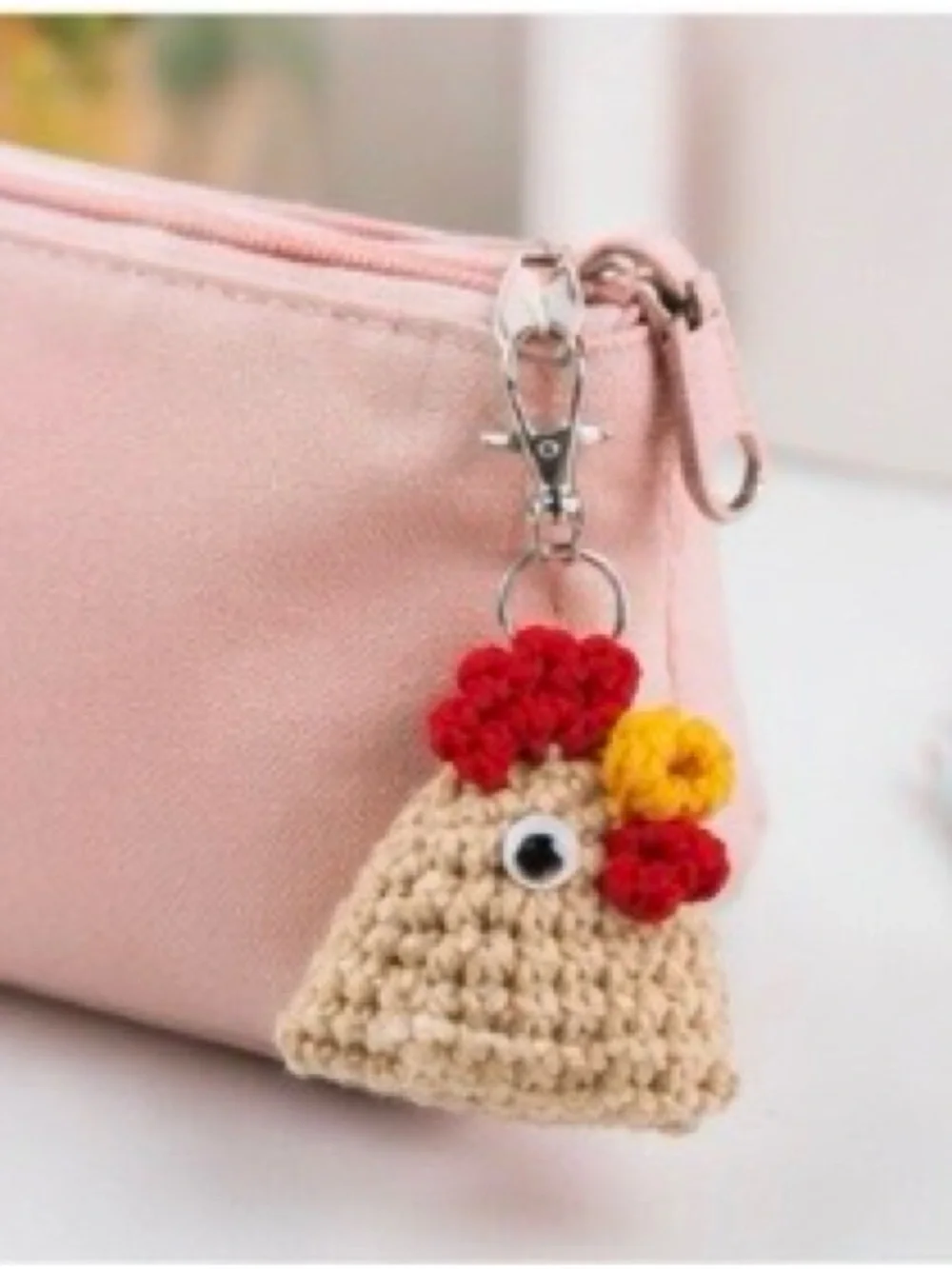 Handmade Crochet Chicken Keychain animal charm 1.5 inch for keys, bagpack purse